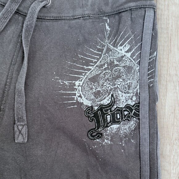FOX RACING Embroidered Logo Design Gray Black Red Sweatpants Mens L - Picture 2 of 5